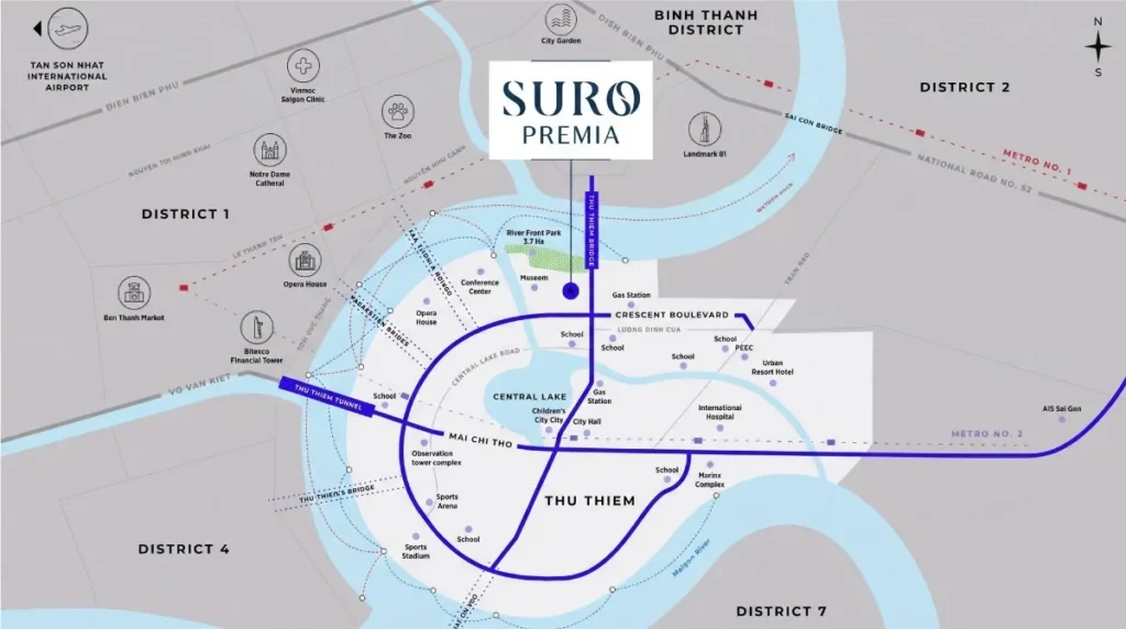 Vị trí dự án Suro Premia Thủ Thiêm